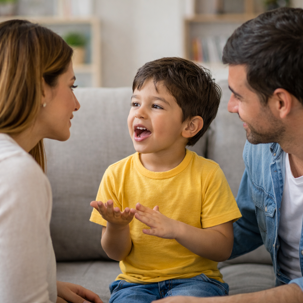 mi hijo habla pero no se le entiende durante una sesión de terapia de lenguaje infantil